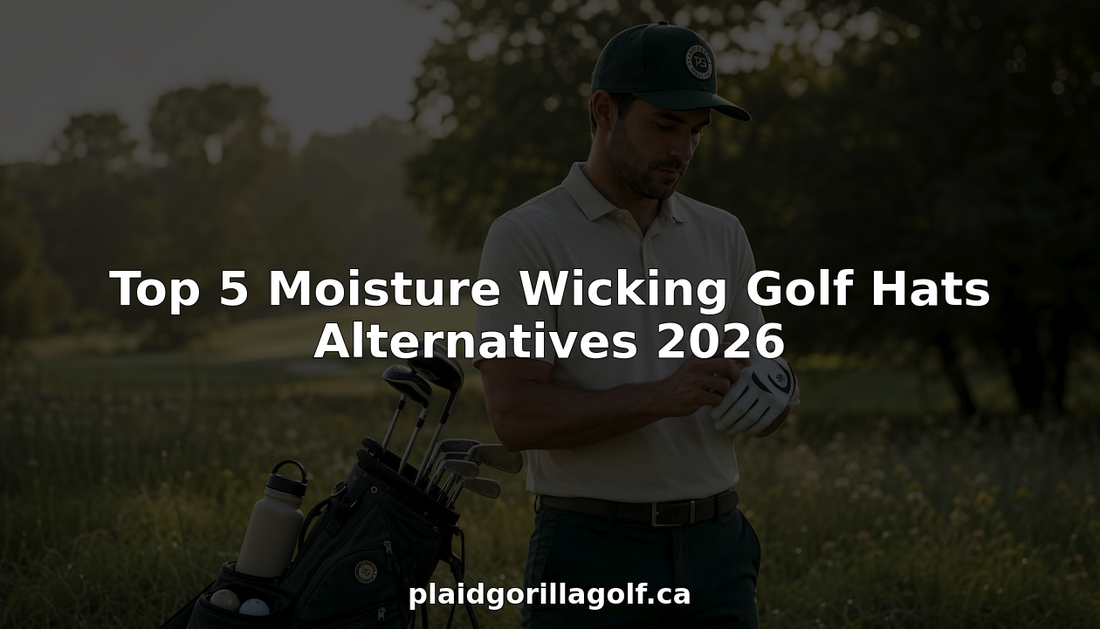 Golfer wearing moisture-wicking golf hat on course