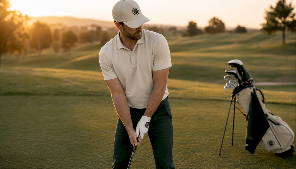 Man on golf course in golf-inspired casual wear