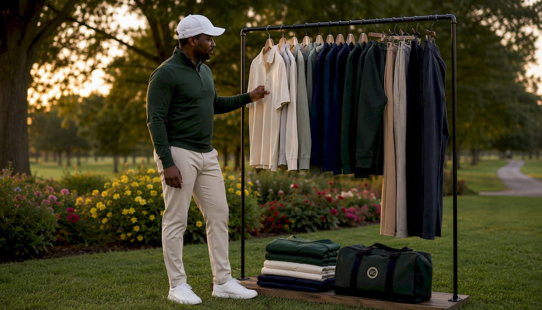 Golfer selecting golf outfit on course
