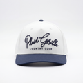 White and blue cap with 'Plaid Gorilla Country Club' text on a white background