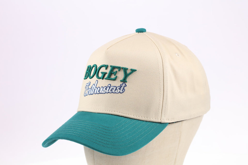 Plaid Gorilla Golf Bogey Enthusiast Snapback in tan and fairway green, embroidered golf hat (sold out) — photo 2 of 6