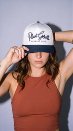 Plaid Gorilla Golf Country Club Snapback in navy and cloud white, structured 5-panel golf hat — photo 5 of 7